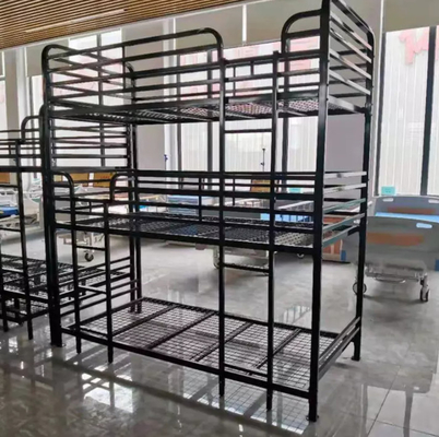 黒い金属フレームの三重のベッドの大人3層のベッドの鋼鉄家内経営の家具の中国の工場