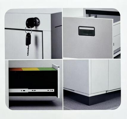 4段引き出し付きA4スチール製ファイリングキャビネット（ロック付き、FCハンギングファイル収納、オフィス書類整理用）