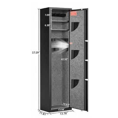 **Vertical Steel Gun Cabinet with Fingerprint Lock for Secure Firearm Storage**