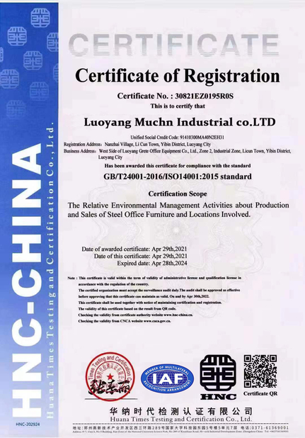 中国 Luoyang Muchn Industrial Co., Ltd. 認証
